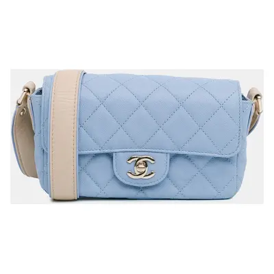 Chanel Blue Caviar CC Quilted Single Flap Bag