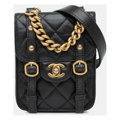 Chanel Black Mini Aged Calfskin City School Flap Bag