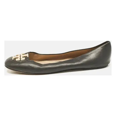 Tory Burch Black Leather Lowell Ballet Flats Size 39.5