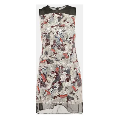 Dior Multicolor Embellished Silk Sleeveless Mini Dress