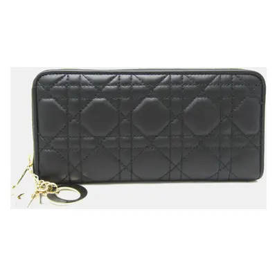 Dior Black Lambskin Lady Dior Wallet