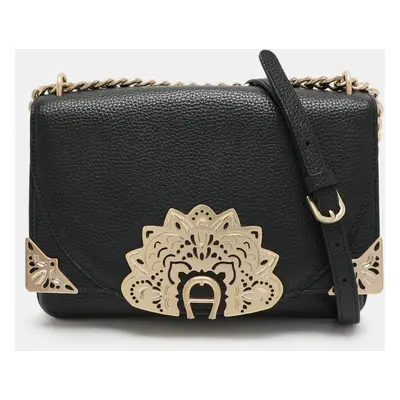 Aigner Black Leather Soleil Ramadan Edition Crossbody Bag