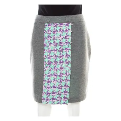 Boutique Moschino Grey Jersey Tweed Panel Detail Skirt