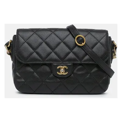 Chanel Black Quilted Caviar Single Flap