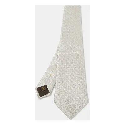 Louis Vuitton Metallic Grey Monogram Silk Tie