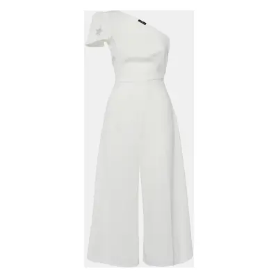 Elisabetta Franchi White Crepe One-Shoulder Jumpsuit