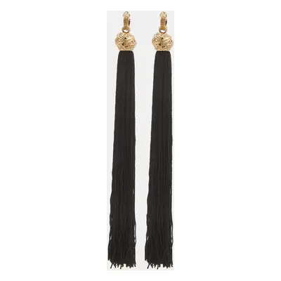 Yves Saint Laurent Fabric Gold Tone Earrings