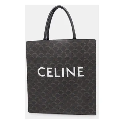 Celine Black/Brown PVC Leather Triomphe Vertical Bag