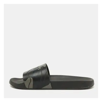 Valentino Black Camo Print Rubber Flat Pool Slides Size