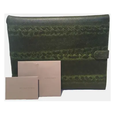 Bottega Veneta Green Lizard Ipad Case With Box