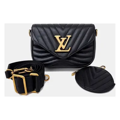 Louis Vuitton Black Leather New Wave Multi Pochette Crossbody Bag