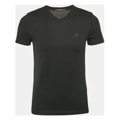 Louis Vuitton Black LV Embroidered Jersey V-Neck T-Shirt