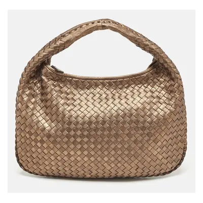 Bottega Veneta Bronze Intrecciato Leather Small Veneta Hobo