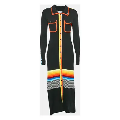 Christopher John Rogers Black Stripe Button Front Long Shirt Dress