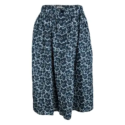 Miu Miu Blue Floral Printed Silk Gathered High Waist Midi Skirt