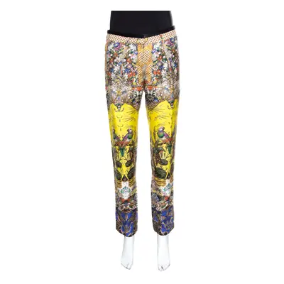 Roberto Cavalli Multicolor Floral and Bird Printed Silk Pants