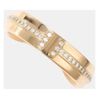 Tiffany & Co. 18K Rose Gold and Diamond T Two Band Ring EU 47.5