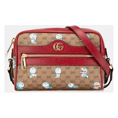 Gucci Beige Red Canvas Doraemon Mini GG Supreme Crossbody Bag