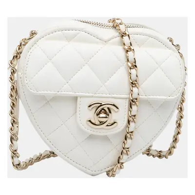 Chanel White Mini Lambskin CC in Love Heart Crossbody