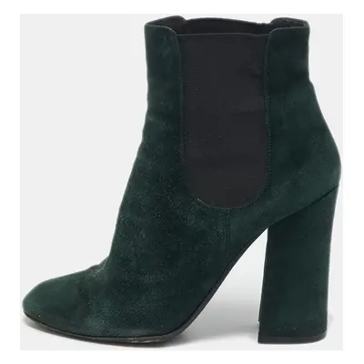 Dolce & Gabbana Green Suede Block Heel Ankle Length Boots Size