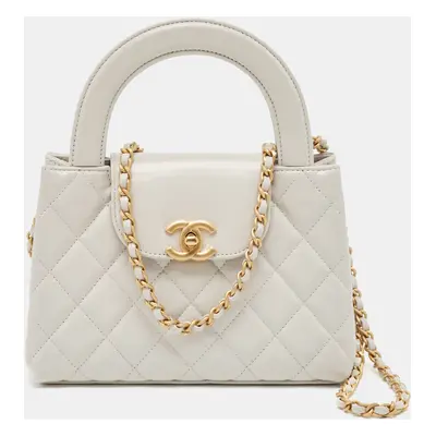 Chanel Light Grey Quilted Leather Mini Kelly Bag