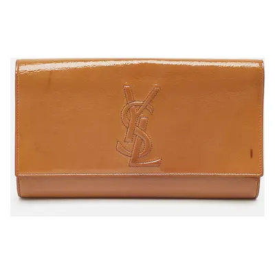 Saint Laurent Beige Patent Leather Belle De Jour Clutch