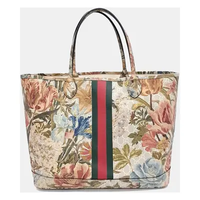 Gucci Multicolor PVC Ophidia GG Flora Large Tote Bag