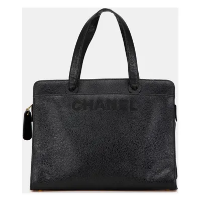 Chanel Black Caviar Zip Handbag