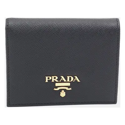 Prada Black Saffiano Metal Leather Bifold Wallet