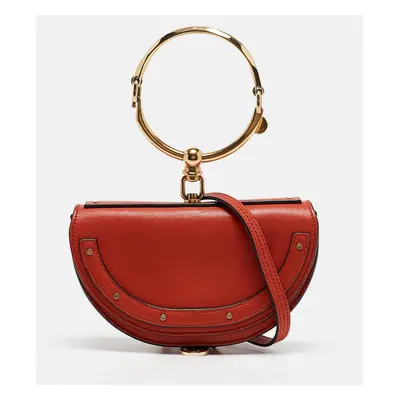 Chloe Ginger Orange Leather Nile Bracelet Minaudiere Bag