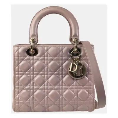 Dior Pink Medium Pearlescent Lambskin Cannage Lady Dior