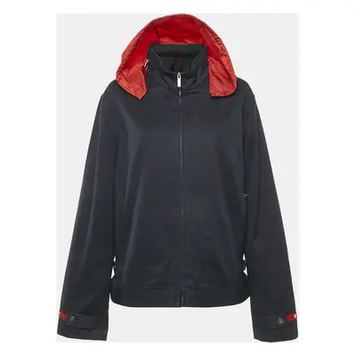 CH Carolina Herrera Black/Red Cotton Hooded Zip Up Jacket