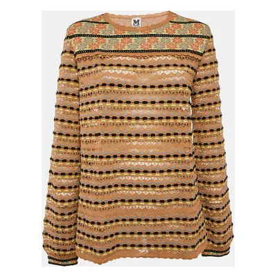 M Missoni Beige/Multicolor Patterned Knit Long Sleeve Top