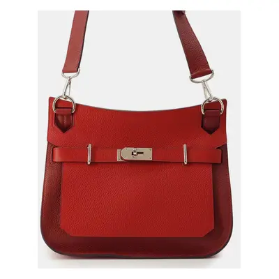 Hermes Bicolor Rouge Casaque/Rouge H Taurillon Clemence Jypsiere Bag