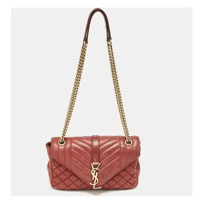 Saint Laurent Red Mix Matelasse Leather College Flap Bag