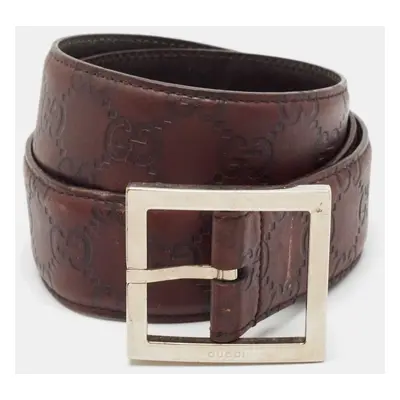 Gucci Burgundy Guccissima Leather Square Buckle Belt