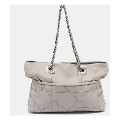 Dior Grey Cannage Leather Granville Chain Link Tote