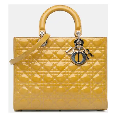 Dior Yellow Large Patent Cannage Lady Dior