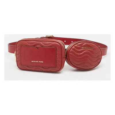 Michael Kors Red Matelasse Leather Utility Belt Bag