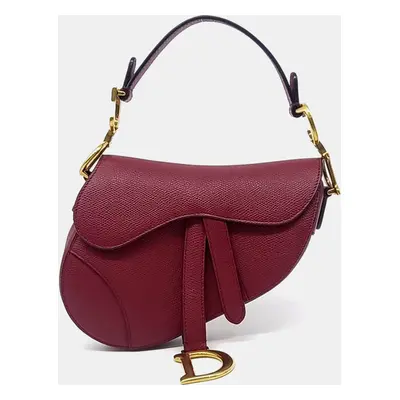 Dior Red Leather Mini Saddle Bag