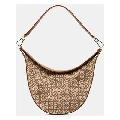 Loewe Brown Anagram Canvas Luna Hobo