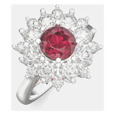 925 Sterling Silver Flower Color & Lab Grown Diamond Ring US