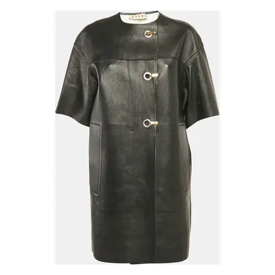 Marni Black Leather Short Sleeve Coat