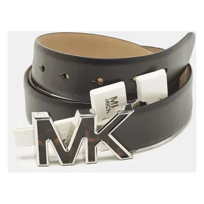 MICHAEL Michael Kors Black Leather Logo Buckle Belt