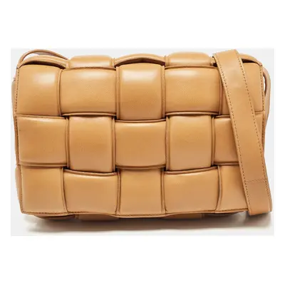 Bottega Veneta Tan Intreccio Leather Padded Cassette Shoulder Bag