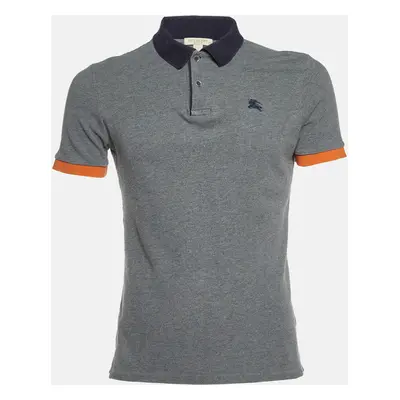 Burberry Brit Grey Cotton Contrast Detail Polo T-Shirt