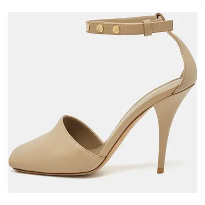 Burberry Beige Leather Ankle Strap Pumps Size