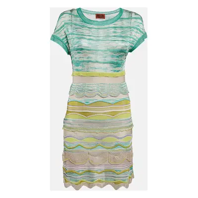 Missoni Green Stretch Knit Ruffled Mini Dress