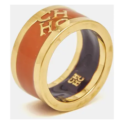 Carolina Herrera CH Enamel Gold Tone Ring Size