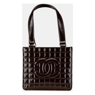 Chanel Brown Patent Chocolate Bar Shoulder Bag